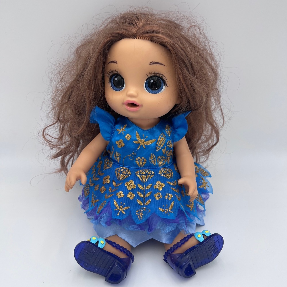 Baby Alive Shimmer n Splash Mermaid Doll Brown Hair Blue Dress E5253 12 inch